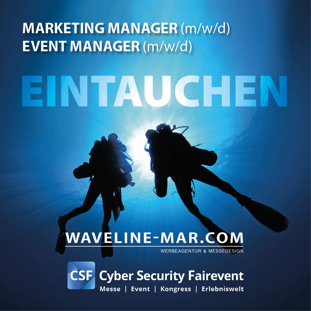 Wir suchen die Besten! Du willst mehr Verantwortung übernehmen, über dich hinauswachsen und deiner Arbeit deine Handschrift verpassen?
Dann solltest du jetzt eintauchen >> wenn du weiterkommen willst.
cybersecurity-fairevent.com/bewerbung-bei-…
#waveline #eventmanager #marketing #messen #events