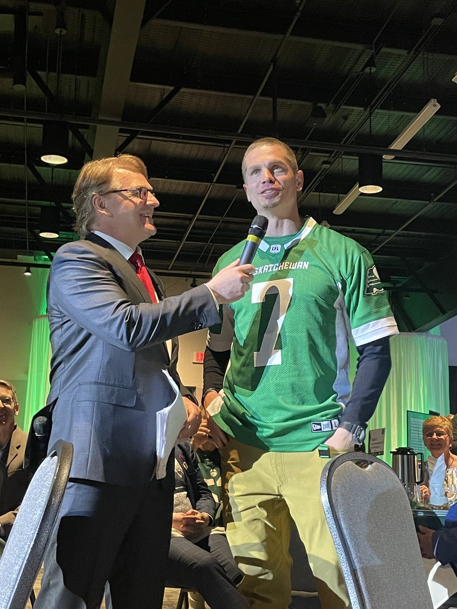 sskroughriders's tweet photo. “Everybody knows the Riders have the best fans in the CFL!”

— Trevor Harris, at #DogsBreakfast https://t.co/nkPAMr8loV