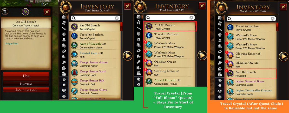 _alp1p's tweet photo. When can #AQ3D have some Inventory Sorting?

Or at least allow players "Pin" Travel Crystals / Pets (of their Choice)? It looks like a Workable system happens whilst doing the new Earth Day quests this year. @Clarion_AE @AeGlisel @BeleenAE 
Quest-item properties "An Old Branch". https://t.co/lP1yCIw25x