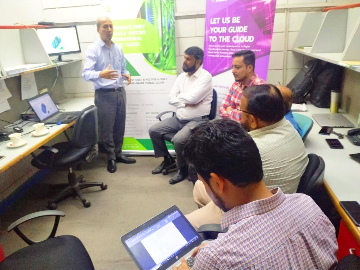 QCloudPK's tweet photo. We had an amazing partner enablement session with CMC where we provided a complete overview of QCloud. Shuja Ul Hassan &amp; Muhammad Talha Khan led the session, sharing their expertise &amp; experience to ensure that everyone left with a deeper understanding of our cloud.

#partnership https://t.co/mYsYY4eBQw