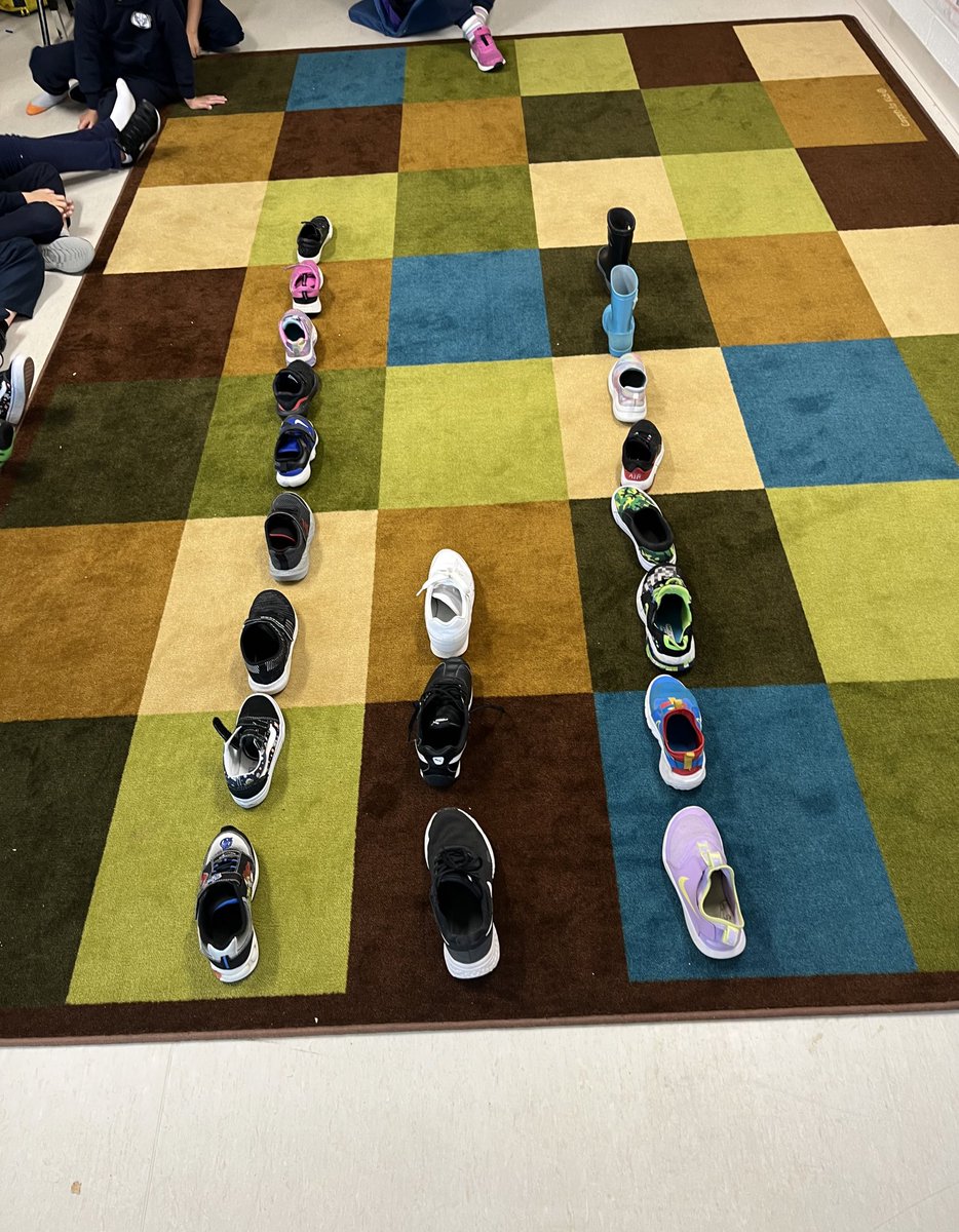 msjmedeiros's tweet photo. Creating a concrete graph to collect data about our shoes - can you guess how we sorted them? https://t.co/SZ75rqMMwt