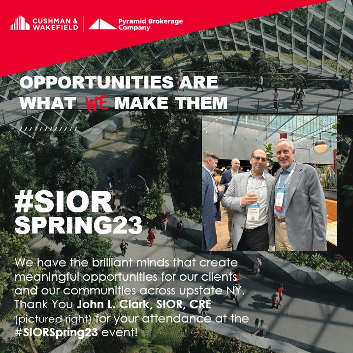 John L. Clark, SIOR, CRE, attended the #SIORSpring23 event alongside global leaders in industrial &amp; office #commercialrealestate. An excellent opportunity to exchange tactical knowledge &amp; form strong relationships to bring business deals back to our communities across #upstateNY.