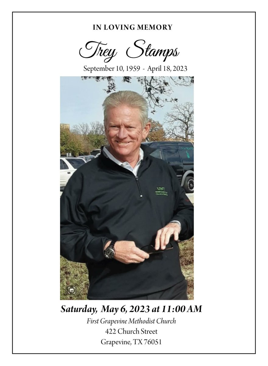 EagleEyeSigns1's tweet photo. REMINDER : For everyone who has been asking, this Saturday 5/6/23 you're invited to come out to Grapevine Methodist Church to honor Trey Stamps and all of his glory. Time and Location are presented in the picture below. We hope to see you there! Thank You and have a blessed day! https://t.co/5zn09cdrTd