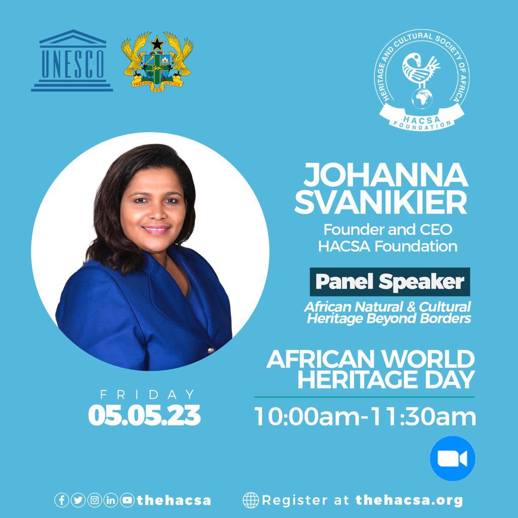 Founder and CEO of the HACSA Foundation, Ambassador Johanna Svanikier, will participate in a round table discussion on the theme “African Natural and Cultural Heritage Beyond Borders” at the 5th #AfricanWorldHeritageDay at the UNESCO Headquarters in Paris.