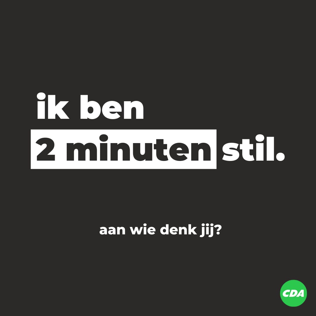 CDA Westerkwartier is vandaag 2 minuten stil om Nederlandse oorlogsslachtoffers te herdenken.