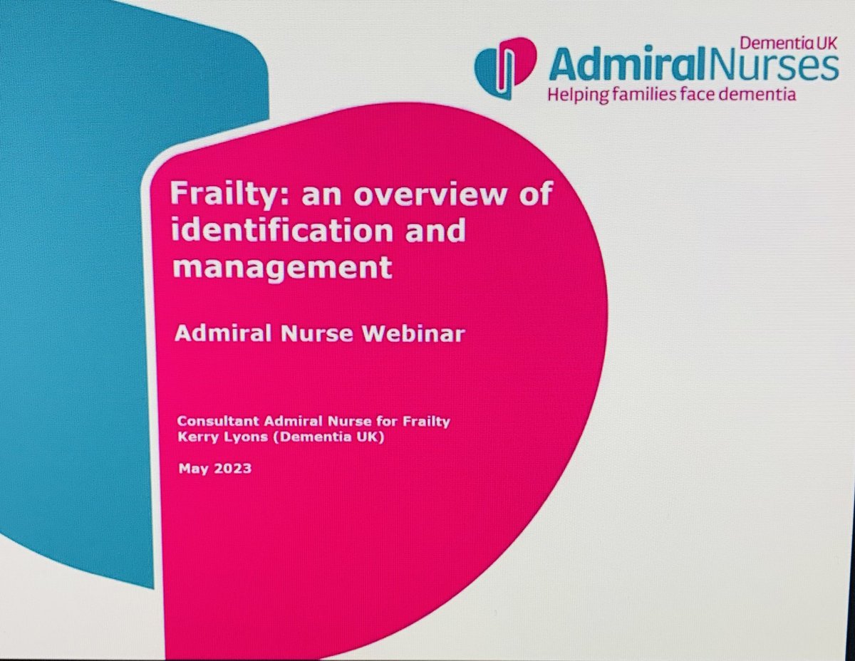kmljjj's tweet photo. Huge thanks to the 45 hosted Admiral Nurses who attended this mornings Frailty Masterclass Webinar @DementiaUK
Also great to hear your feedback and next step plans …
#frailtyawareness
#identification #management
#frailtysyndromes
#CFS #CGA
#careandsupportplans
#learningmodule https://t.co/db871EMfp8