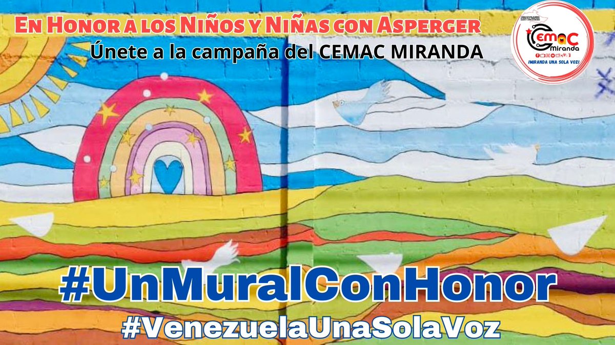 HuracanVzla's tweet photo. Me sumo a la campaña de mis hermanos Comunicadores Populares del @cmacmiranda y @TropaC4_HC en favor de la comunidad #autista.

#UnMuralConHonor 

Con profundo sentimiento de amor.
#MirandaUnaSolaVoz
#VenezuelaUnaSolaVoz
@NicolasMaduro @TarekWiliamSaab @dcabellor @ConCiliaFlores https://t.co/r3Yk8uxoGc