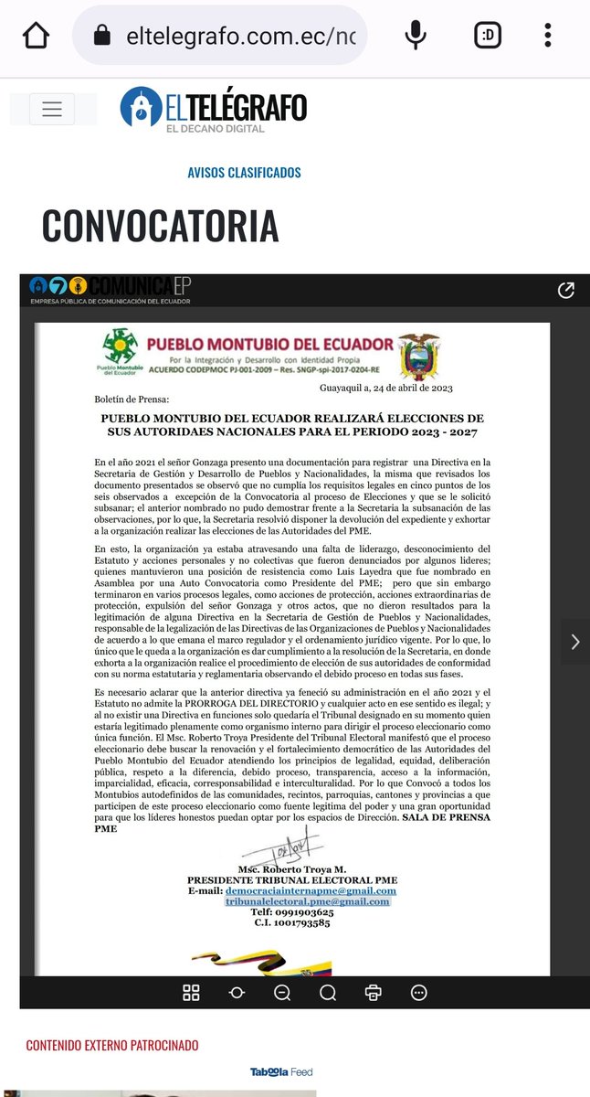 PuebloMontubioE's tweet image. El presidente del #TribunalElectoralPME #RobertoTroya Se pronuncia. 

Pueblo Montubio del Ecuador Realizará Elecciones de sus Autoridades Nacionales para el Período 2023-2027 

@JipiTv 
#CanalOficial