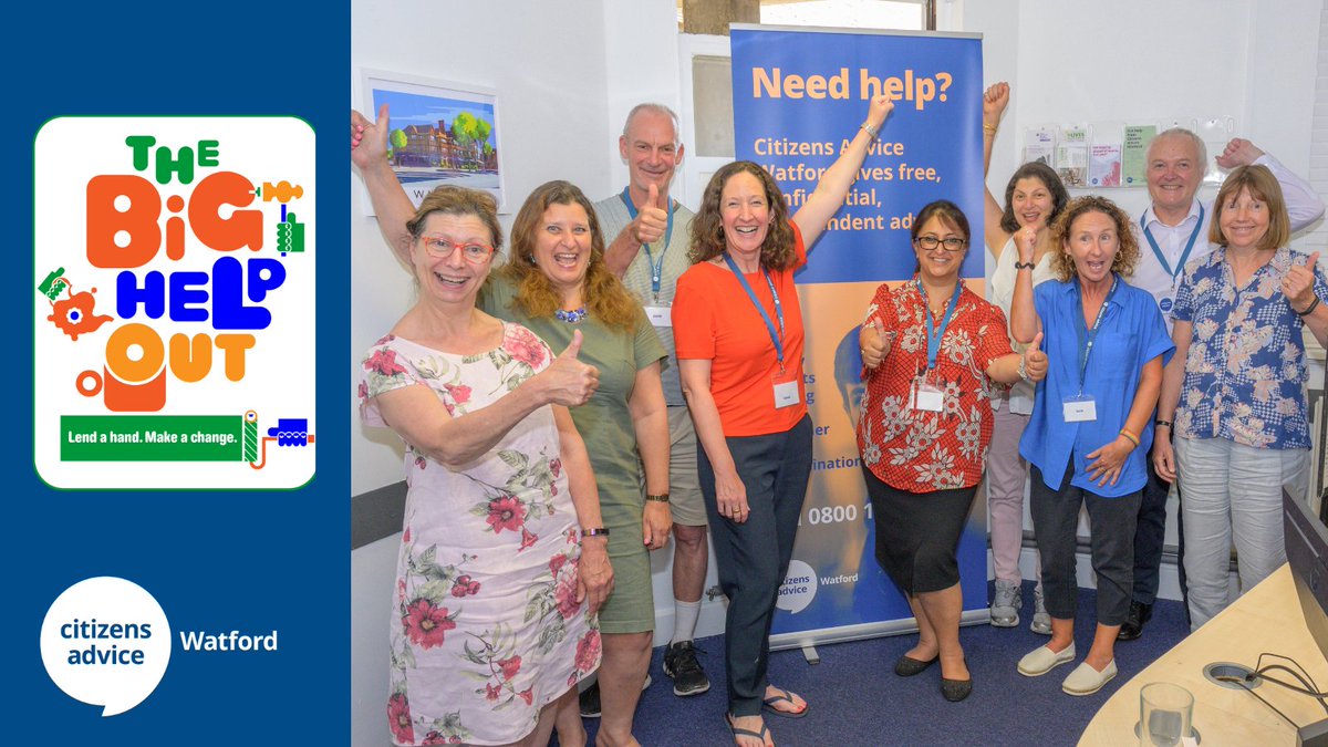 WatfordCAB's tweet photo. We want to say a huge thank you to all of our incredible volunteers who give their time to help people in Watford.

We couldn’t do what we do without you 💙
#TheBigHelpOut #SupportingWatford #GivingBack https://t.co/h3RUPfj3a7