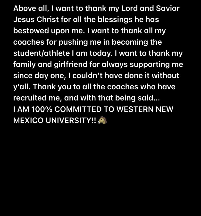 The Journey Continues!#committed <a href="/Tittle77/">Kasey Tittlemier</a> <a href="/WNMUFootball/">WNMU Mustang Football</a> <a href="/CoachPinasco/">Coach Pinasco</a> <a href="/CoachBorba/">Frank Borba</a> <a href="/CoachBobCasey/">Bob Casey</a> <a href="/tyallen5050/">Ty Allen 👶🏾🍫🍫😤🦍</a> <a href="/CoachRuiz7/">Cimmaron ruiz</a> <a href="/nickrae/">Nick</a> <a href="/coachfranksolis/">coachFrank</a> <a href="/LGCoachMartinez/">Aaron Martinez</a> <a href="/LGOC2488/">Cameron Graham</a> <a href="/nadiiaavaloss/">nadia :)</a> <a href="/LGBulldogs/">LG Bulldogs Athletics</a>