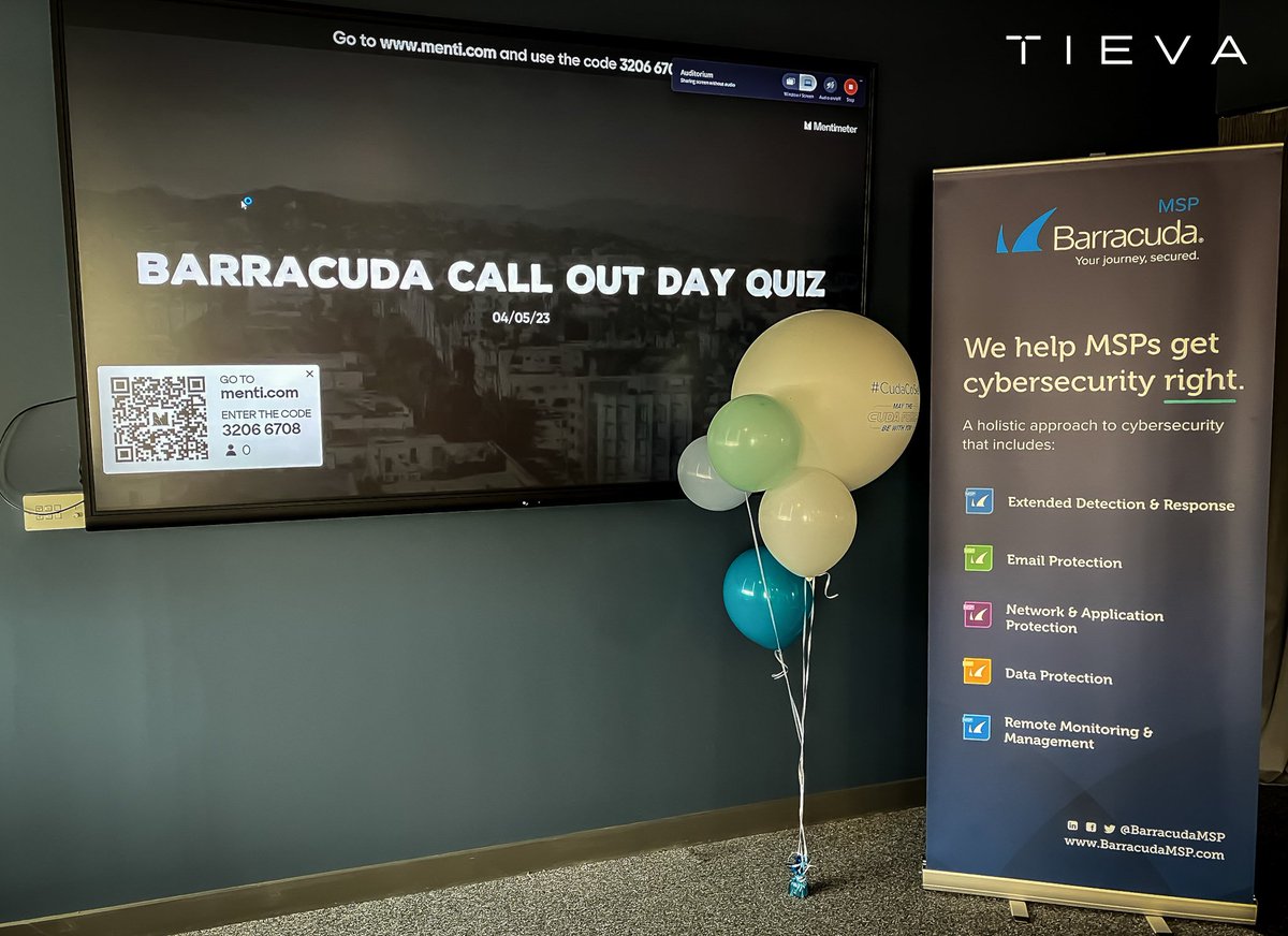 WeAreTieva's tweet photo. @barracudaWorldwide focus day at TIEVA!

Book a 20 minute demo now and we will show you how to protect your business against email compromise, account takeover, spear phishing, and other cyber fraud.

Book your demo here.👇🏼
https://t.co/q6X7nBxyYy
#CudaCoSell #WeAreTIEVA #Cyber https://t.co/tuSQsp7gyv