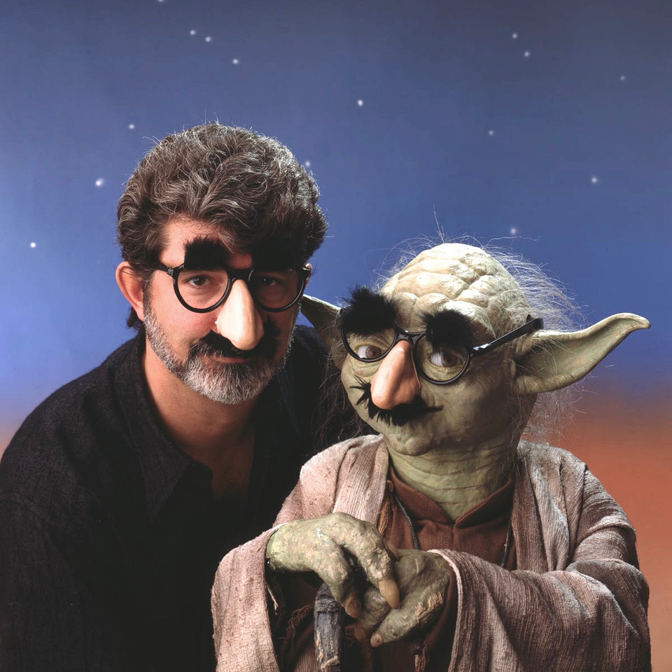 #MayThe4thBeWithYou! Enjoy these portraits of George Lucas and Yoda by Tom Zimberoff, ca. 1989. Zimberoff recalled, "I couldn’t do better than to capture the Grand Master Jedi posing with his George, his protégé." ©1990/2023 Tom Zimberoff.