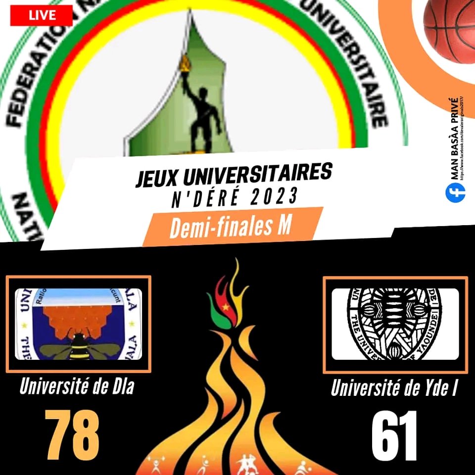 BonbonTV237's tweet photo. L'Université de Douala en finale des Jeux Universitaires de Ngaoundere 2023
🏀👌🏿🔥⚡🇨🇲👍🏿✅
#JeuxU #UDLA #Fenasu #JustAKidFromAfrica #BasketballCameroun https://t.co/bVlEkg1vb6