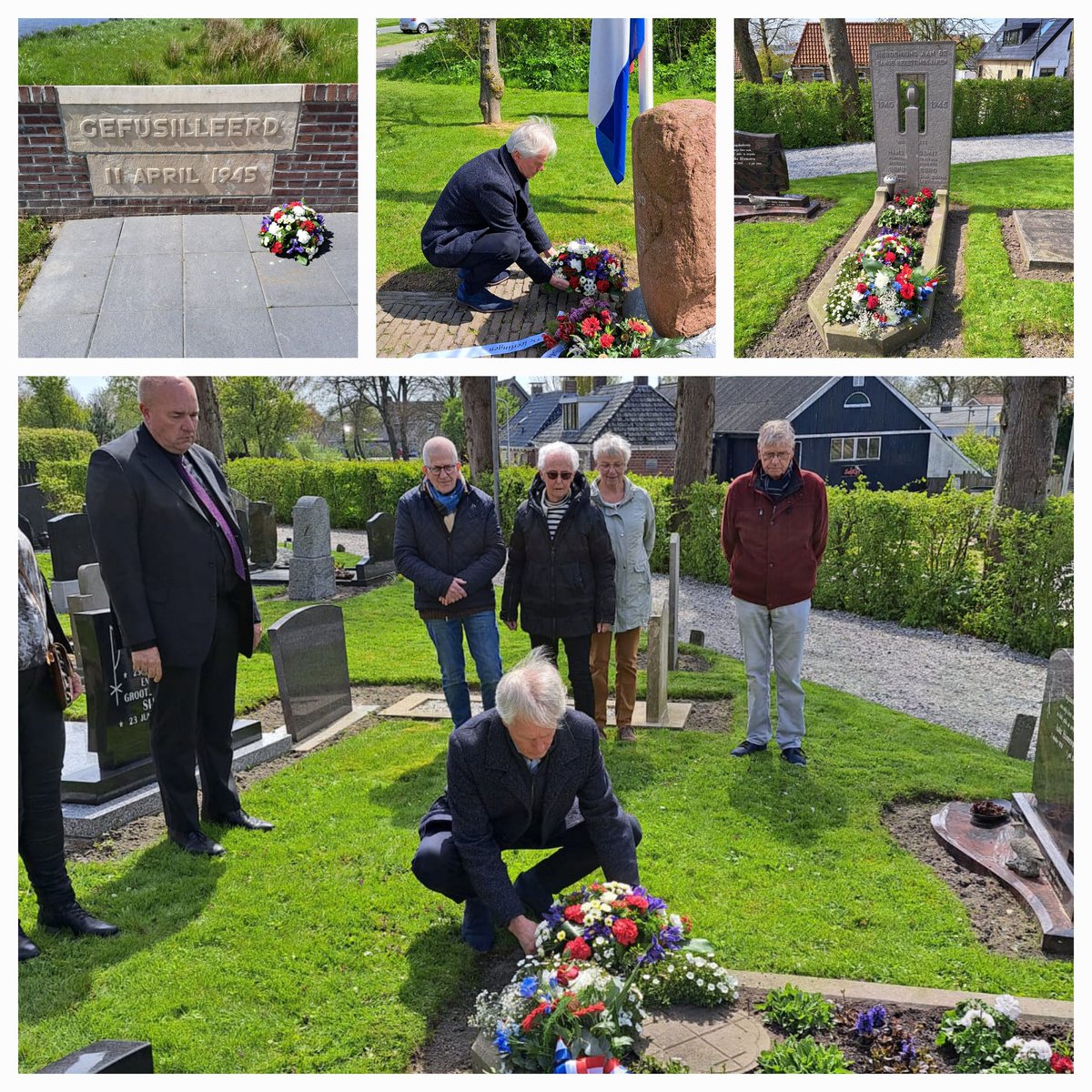 ArendzKees's tweet photo. Vanmiddag in #Menaam (2x) en in #Dronryp bloemstukken bij de oorlogsgraven gelegd. Ook mijn collega's van #BenW @Waadhoeke deden dit in een aantal andere dorpen en namens de gemeente. Wordt altijd enorm op prijs gesteld. https://t.co/tcaMt4RvAx