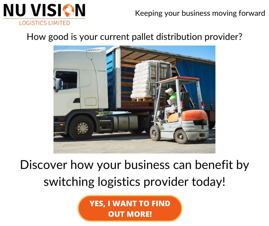 NuVisionLtd's tweet photo. At Nu Vision Logistics, we operate a strong and carefully chosen distribution network to provide a wide range of pallet distribution and delivery services, however large or small.

https://t.co/AVM44HZTaH

#nuvisionlogistics #palletdelivery #warehousesolutions #logisticscompany https://t.co/rIRN6zvHK1