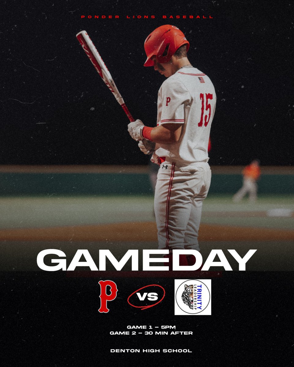 Ponder_Baseball's tweet image. GAME DAY ALERT🚨
Your Lions take on Trinity Leadership in a Bi-District Playoff double header at Denton High School! 
Game 1 - 5pm 
Game 2 - 30 minutes after Game 1

#GoHunt #BrickByBrick