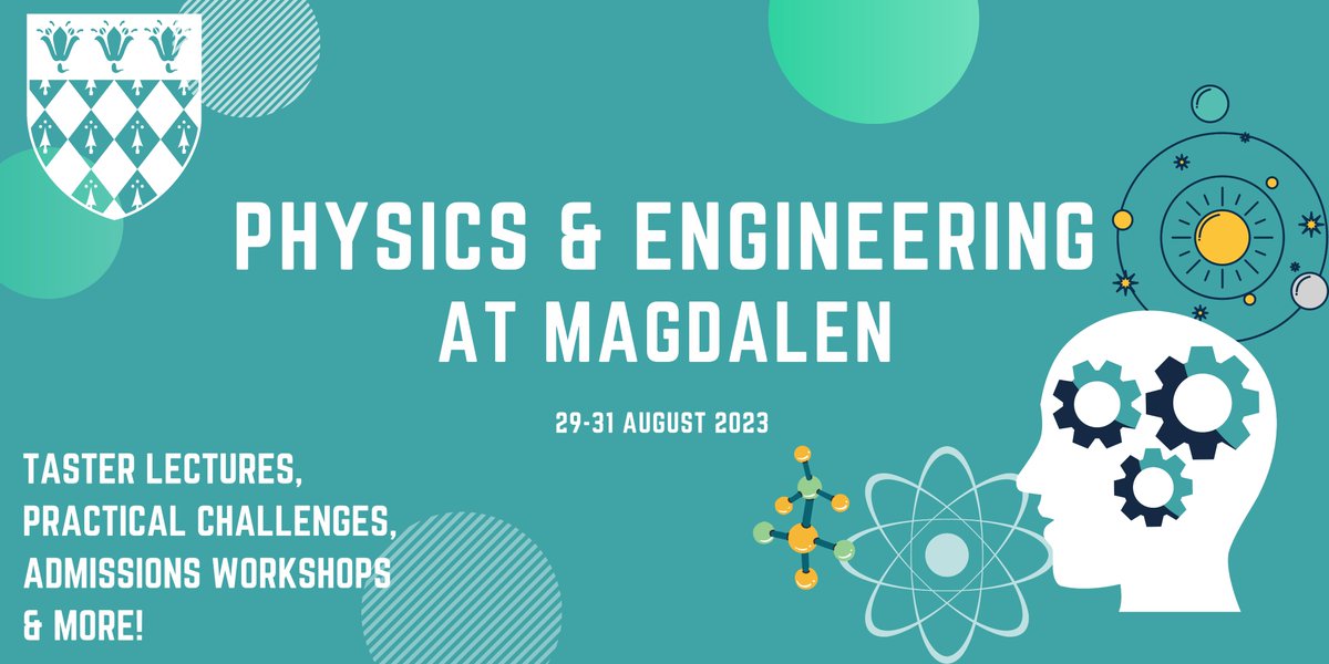 MagdOutreach's tweet photo. Applications are now OPEN for our Physics &amp; Engineering at Magdalen residential programme!  

Date: 29th - 31st August 2023 
For: Year 12 students at UK state schools  

*Deadline to apply: 31st May*  

More info and application form here: https://t.co/scdbzodfVs https://t.co/5J0jS3yKLH