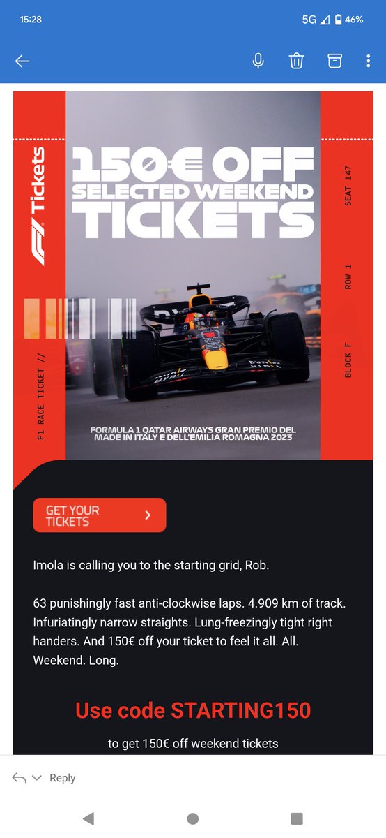 So it begins.......tickets not selling well? <a href="/F1_Jordan/">Jordan</a> <a href="/BradleyPhilpot/">Brad Philpot 🏎🏁</a> 
#F1