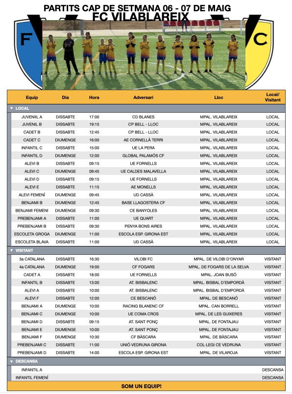 COMPETICIÓ ⚽️ 6 i 7 de Maig 2023 ⚽️