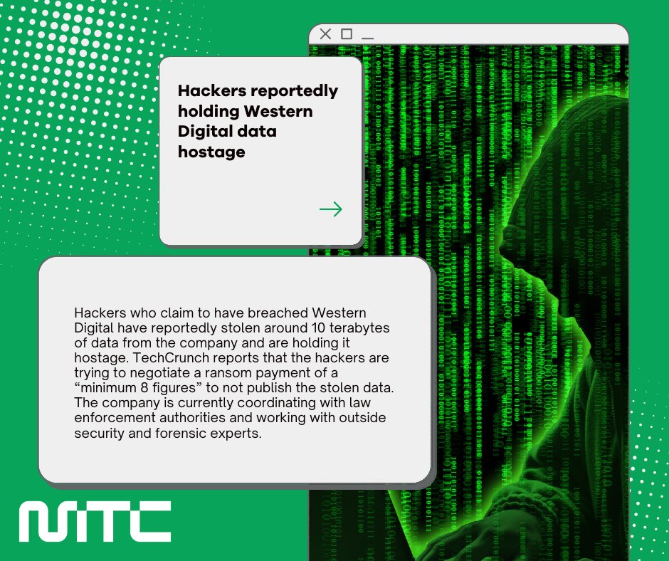 easyasmtc's tweet image. Continuing on with &quot;What&apos;s New In Tech,&quot; hackers have breached Western Digital. Check it out! #ThinkMTC #DoITDifferently