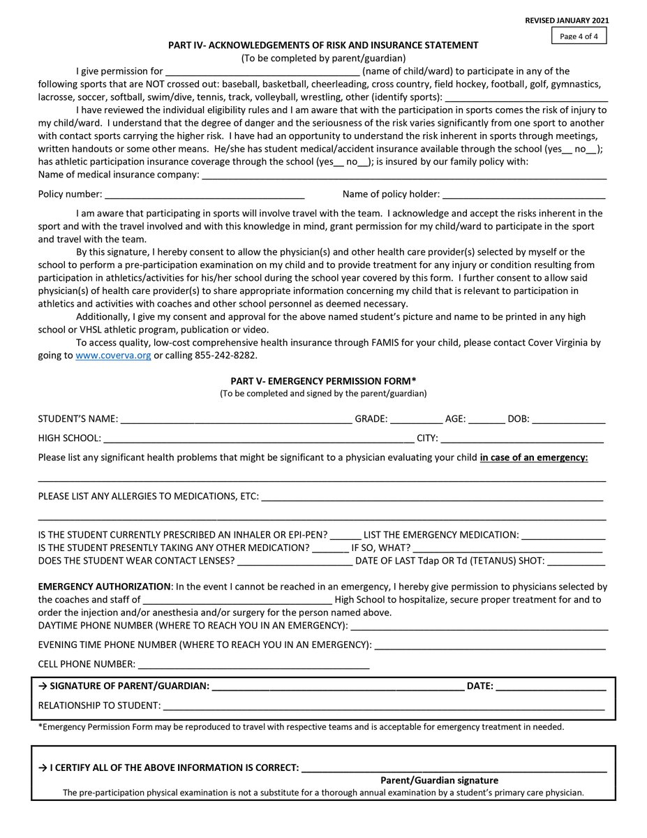 sjgeneralsfball's tweet photo. VHSL Physical Update!
ALL ATHLETES WILL NEED A VHSL PHYSICAL TO PARTICIPATE IN SUMMER WORKOUTS. 
-Physicals must be dated post-May 1st.
-A '22/'23 physical is good until June 30th.
The form for VHSL physicals is attached below, and can be picked up in the main office. https://t.co/2sUD14qz4Q