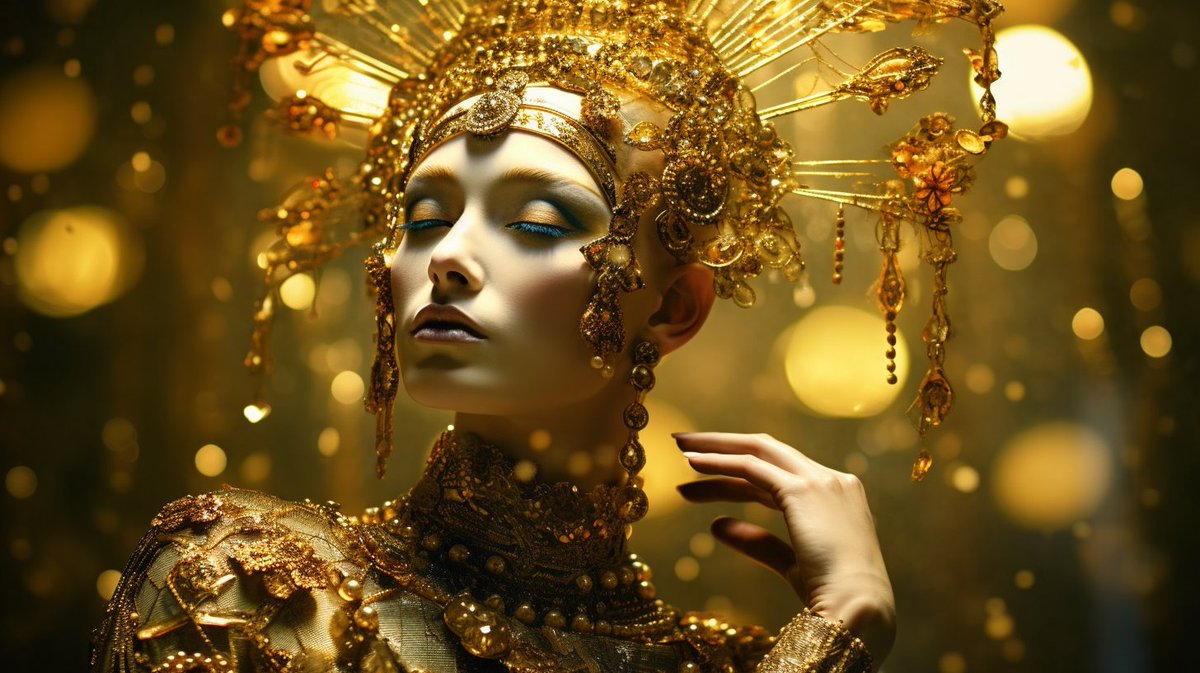 piborg's tweet photo. #Extravaganza with a stunning portrait of a #Roccoco woman. Dazzling jewels, shimmering golden hues, and breathtaking lighting make this artwork a mesmerizing escape from reality. #midjourneyv51 #midjourney #AIArtworks #AIart #graphicarts #digitalart #RococoArt #LavishLife ๐จ๐โจ https://t.co/LsPDYGx5Pl