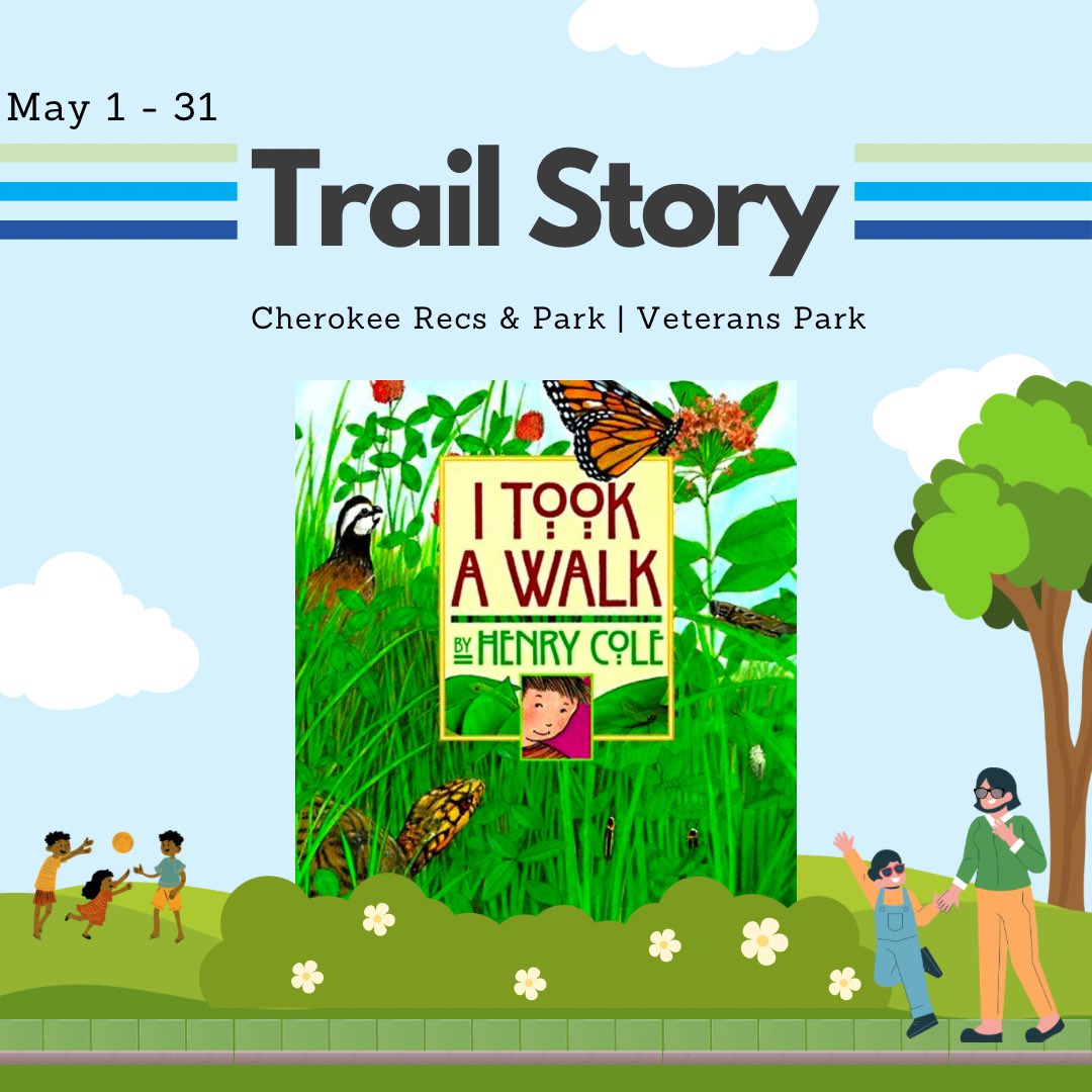 SequoyahRegLib's tweet photo. This May, read a book while enjoying local trails with Trail Story!
As you walk through Veterans Park, look out for signs with library storybook pages from "I Took a Walk" by Henry Cole.
#SeqLib #GeorgiaLibraries https://t.co/YVSpj3ufpD