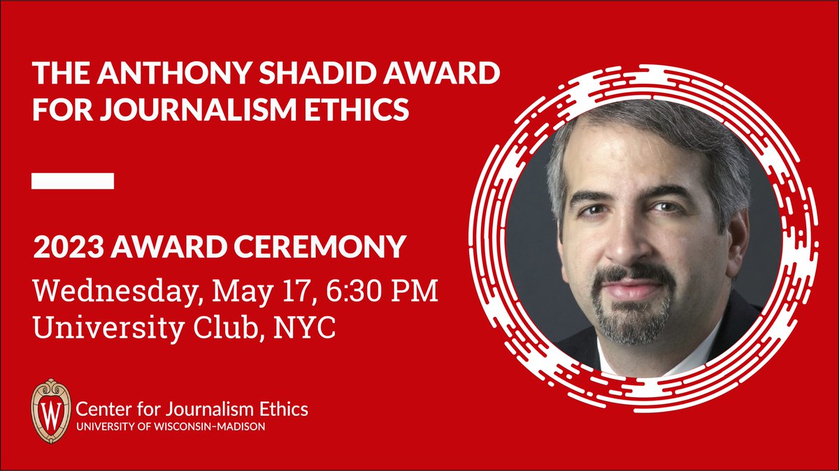 Join us on Wed., May 17 in New York, as we honor the 2023 winners of the #ShadidAward! More info and registration here: 

ethics.journalism.wisc.edu/2023-shadid-aw…