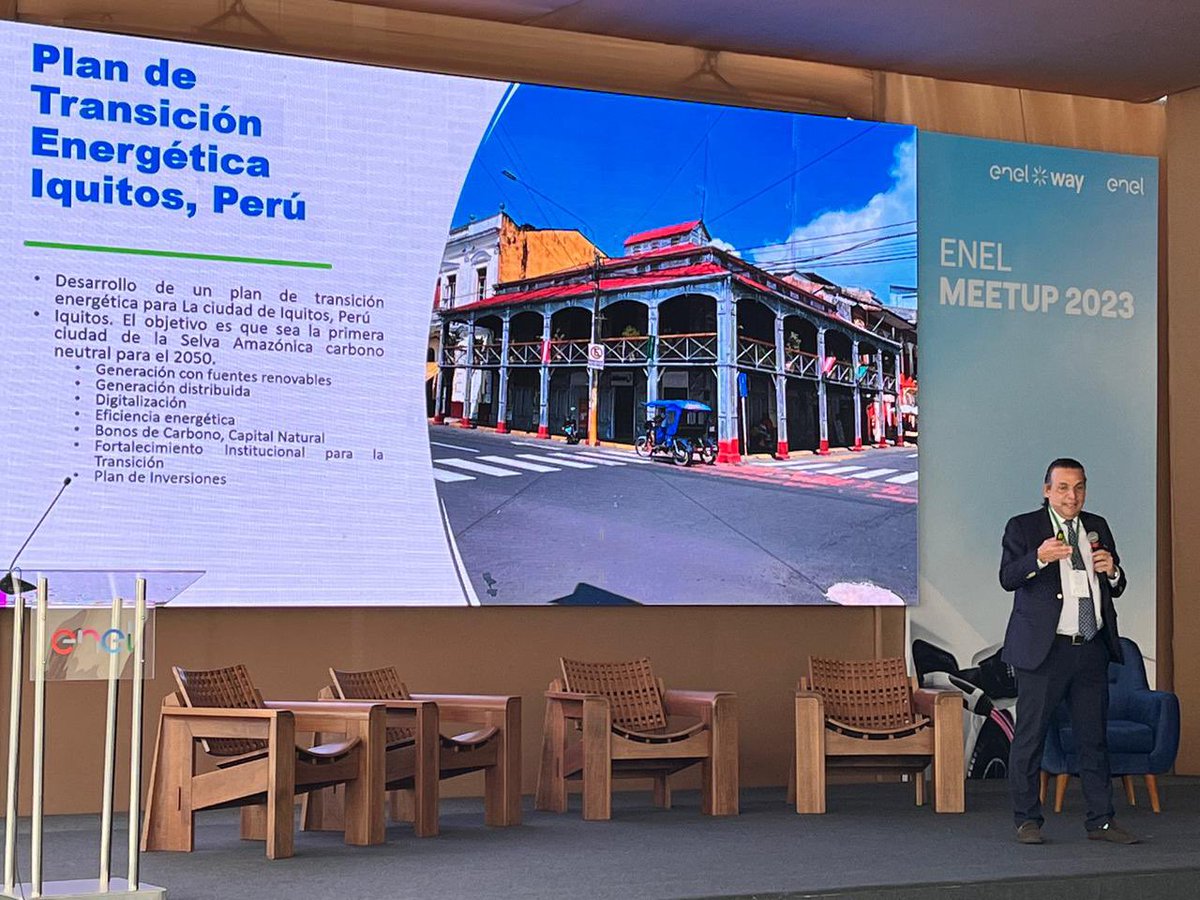 jrgg12's tweet photo. Compartimos en @EnelPeru #meetup2023 nuestra visión sobre la Transición Energética en Peru 🇵🇪 . Iquitos será un referente global sobre transición hacia fuentes generación bajas en carbono y protección del #amazonas @el_BID https://t.co/lCtIGuRPNt