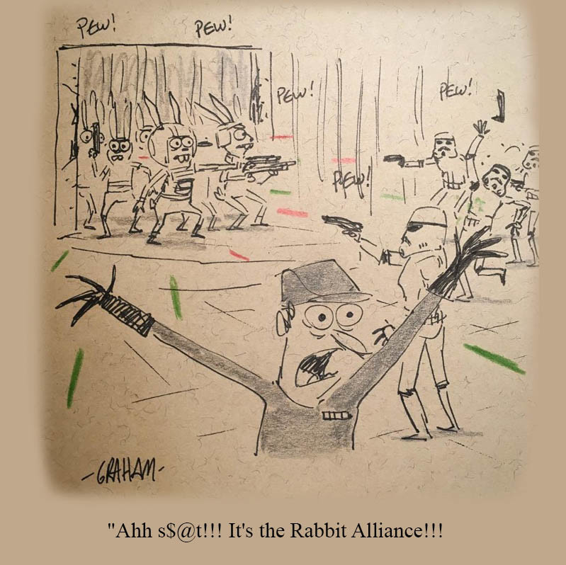 RT @grickle@mstdn.social
It's May the 4th! That means I'm gonna fill my feed today with a steady stream of #grickledoodle classics celebrating/mocking the #starwars universe! Enjoy! #rabbits #rebels #cartoon #art #drawing
mstdn.social/@grickle/11031…