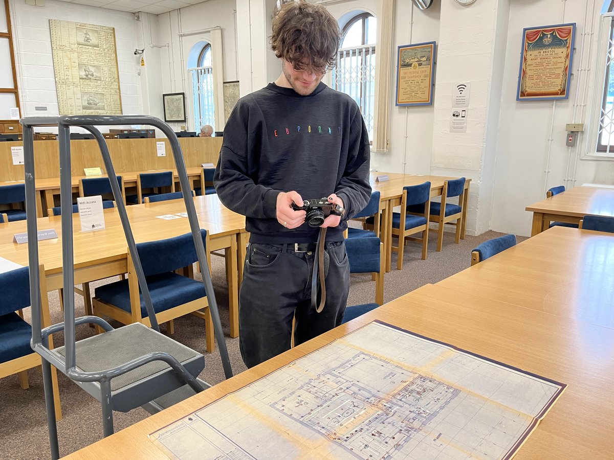 Our local building plans are always very popular in the search room. Owen is researching Bush House, now home to the @ArnolfiniArts for his course <a href="/UniofBath/">University of Bath</a> archives.bristol.gov.uk/records/43371/…  #LocalHistoryMonth