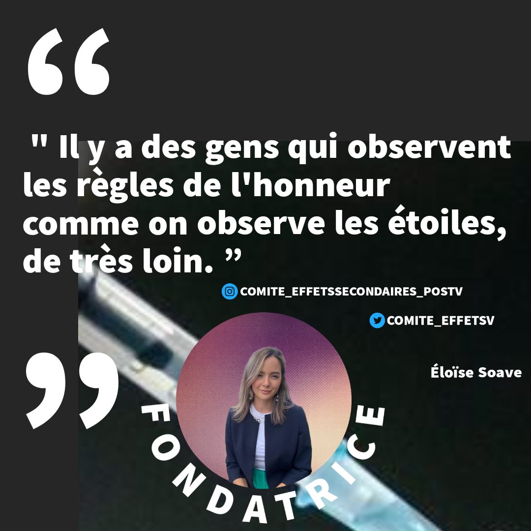 Comite_effetsV's tweet photo. " Il y a des gens qui observent les règles de l'honneur comme on observe les étoiles, de très loin. ”

#handicap 
#maladiechronique 
#vaccin #ansm #recensement #covid_19 #pfizer #moderna #sante #passvacinnal #justice #combat #effetsindesirables #signalement #vaccination https://t.co/5E3xQJcZdW