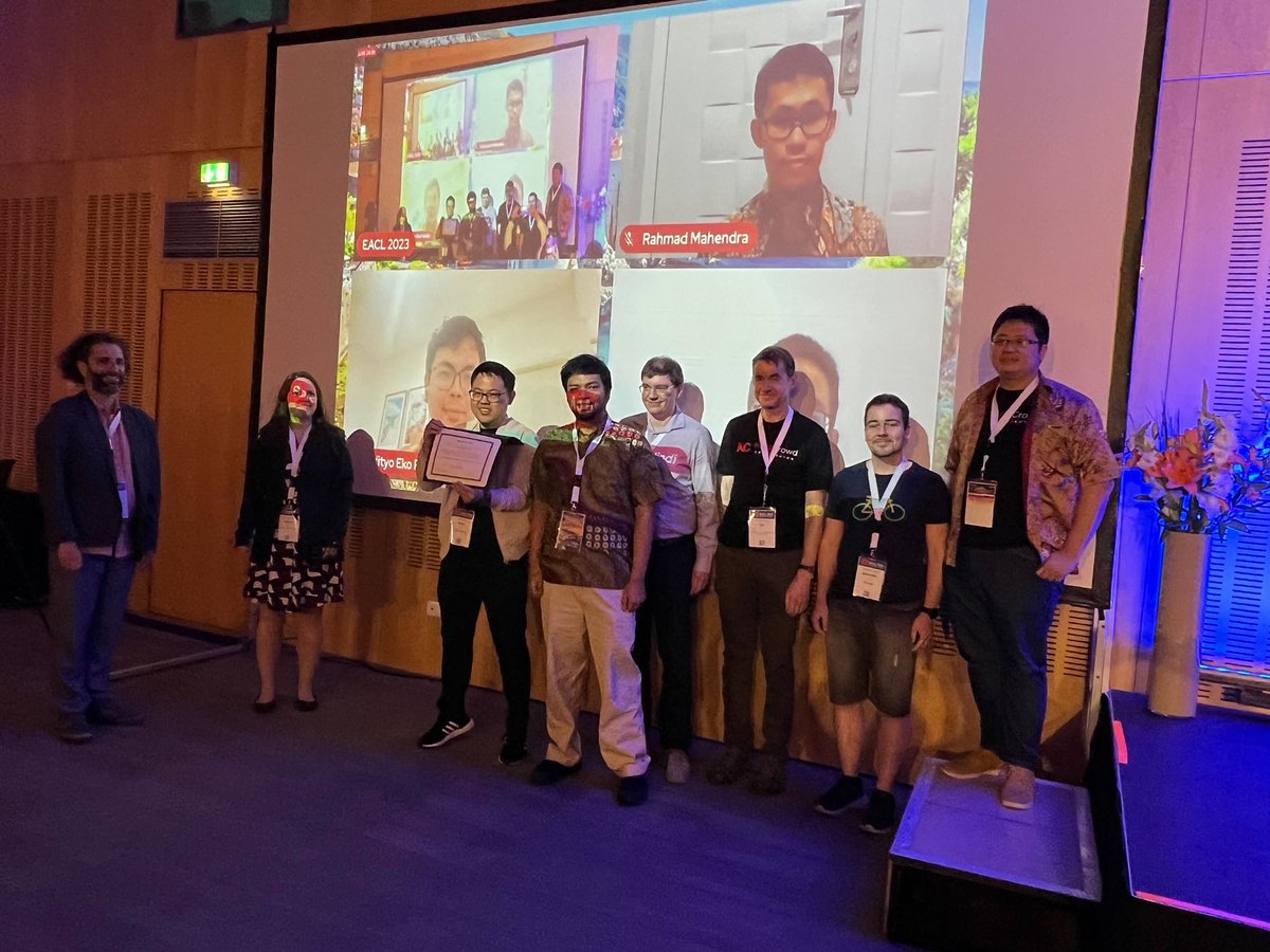 🇮🇩NusaX is awarded with Outstanding Paper Award 🎉

Amazing work by all coauthors. More work to come from Indonesian NLP community, stay tuned.