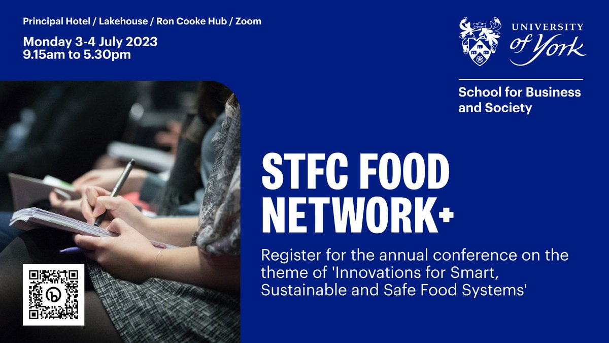 We are delighted to announce that the next <a href="/TechFoodNetwork/">STFC Food Network+</a> conference is taking place at the <a href="/UniOfYork/">University of York</a>.

ℹ️ For further details and to register your place 👇

york.ac.uk/business-socie…
