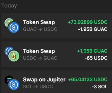 CodyNFTs's tweet photo. In 6 minutes I turned $65 -> $73.9 today with a memecoin

Thank you $GUAC for allowing me to send my children to college 🙏 https://t.co/lEHRo265V1