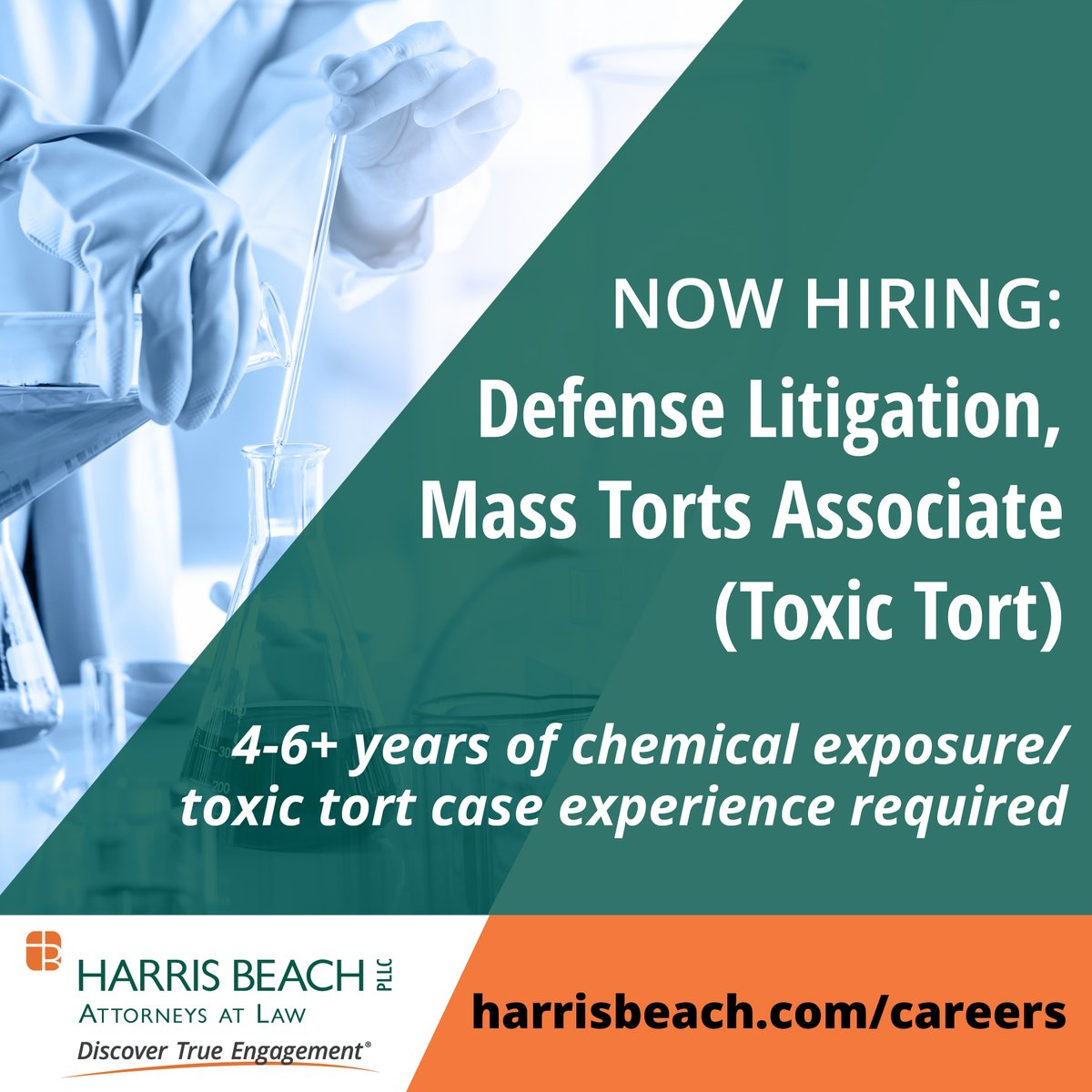 HarrisMurtha's tweet photo. Our national Mass Torts and Industry-wide litigation team is growing! Looking for a #litigator with experience in chemical exposure/toxic tort cases. Learn more and apply: https://t.co/4mCTq8vrUf #attorneyjobs #lawjobs https://t.co/bfni03ExuQ