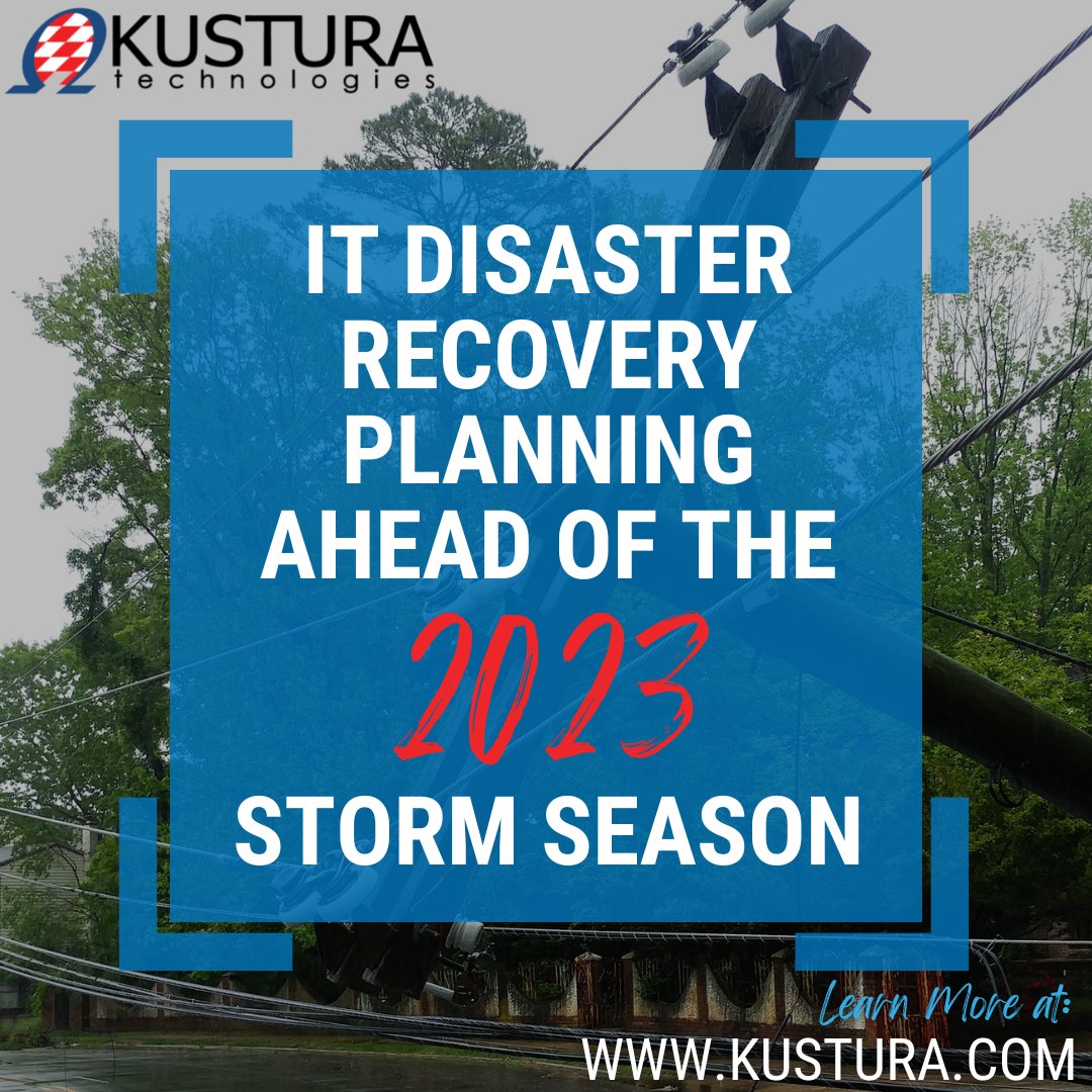 While the 2023 storm season is expected to be less harsh than previous years, don’t risk business continuity by failing to invest in IT disaster recovery planning.

Read the Full Article: bit.ly/3GP4QeG

#disasterrecoveryplanning #ITdisasterrecovery #KusturaTechnologies