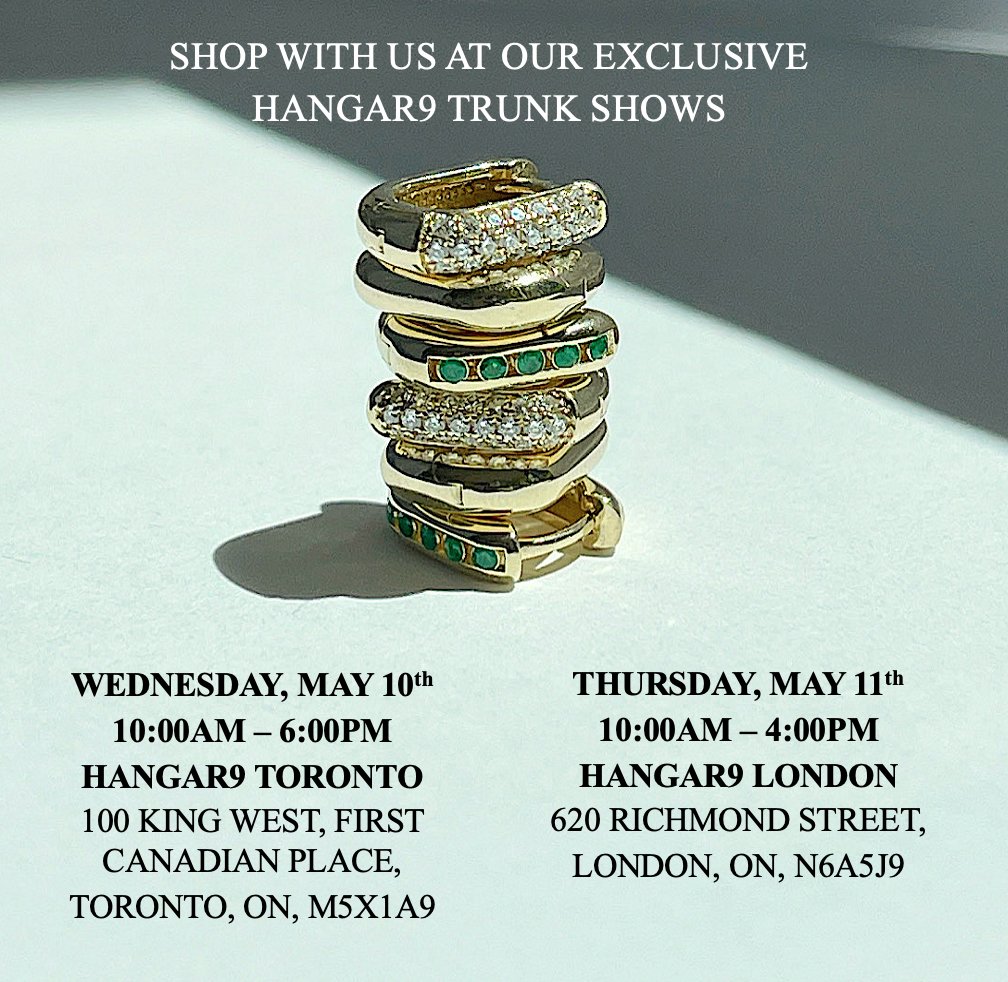 Just in time for Mothers Day + Spring, please join us next week for 2 days at
<a href="/Hangar9_Inc/">Hangar9</a>
boutique locations in Toronto and London. Looking forward to meeting you! #hestiajewels #Hangar9 #EverydayLuxury #FineJewelry #TrunkShow #Jewelry #Jewellery #LondonOntario #Toronto