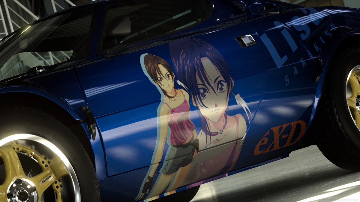 GPLUSRR's tweet photo. 自分でも作り始めた動機がよくわからんがエクスドライバーのデカールと痛車を作っていた。あのアニメ好きだからいいんだけど。

https://t.co/1bCBcxvcD8

#GT7  #exdriver https://t.co/MevS8OGNwg