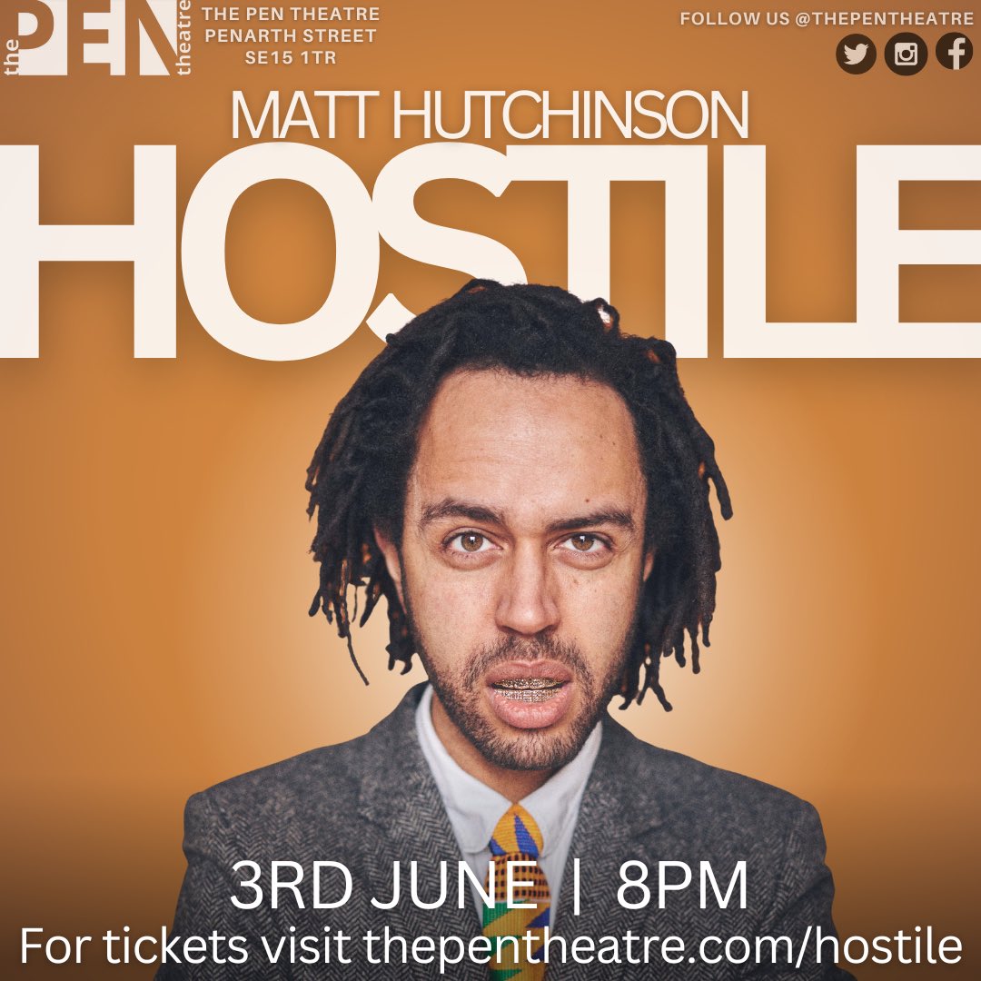 thepentheatre's tweet photo. 📣 NEW PERFORMANCE ANNOUNCEMENT 📣 MATT HUTCHINSON COMEDY: HOSTILE @Hutch_up | 3rd June, 8pm | Tickets now on sale > https://t.co/4kBCtqEtsa | #standup #wip #Edinburghpreview #fringefestival https://t.co/90PbOZpNVi