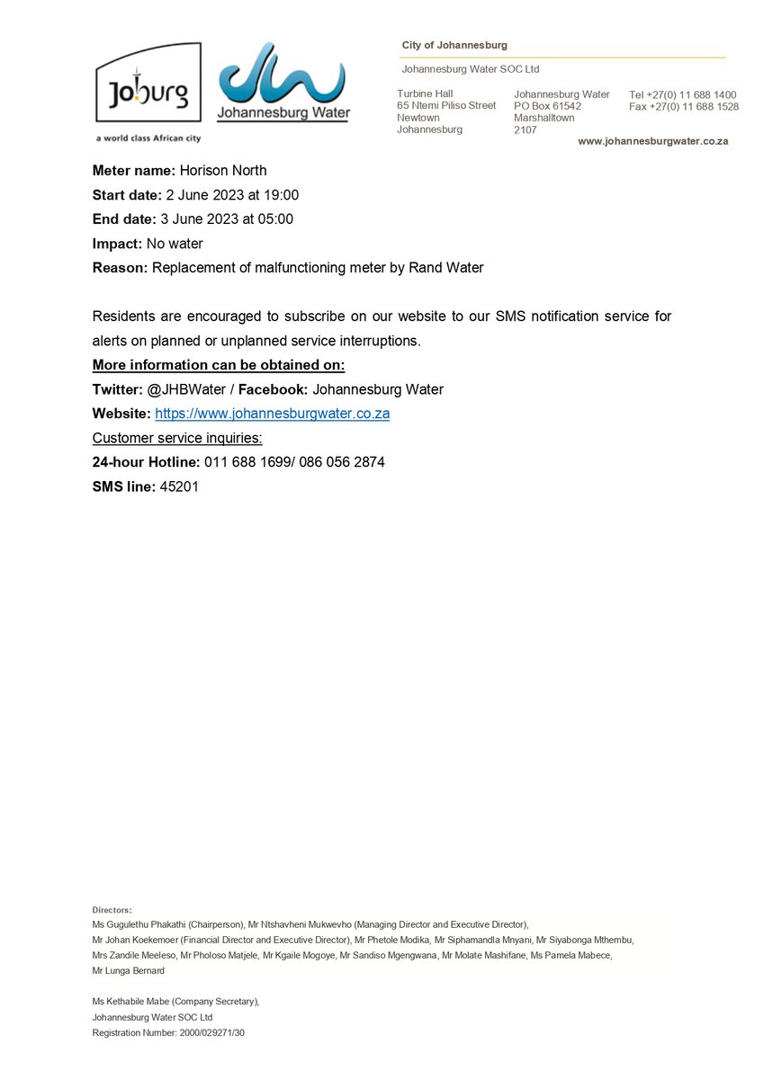 Johannesburg Water tweet media