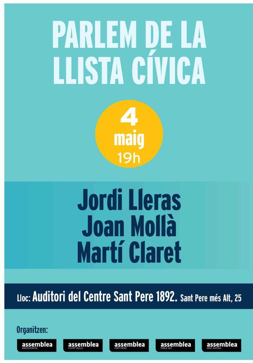 Barceloneta_Anc's tweet photo. Debat i riquesa!
Encara queda espai. No us ho perdeu! https://t.co/gRtPohhAZM
