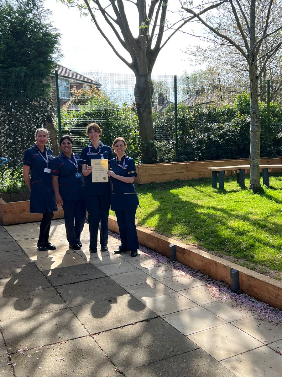 4th Gold Accreditation for INT4 south . What an amazing achievement team 👏👏 Thank you <a href="/lorraine_ganley/">lorraine ganley</a> for the visit to present the certificate <a href="/mcrlco/">Manchester Local Care Organisation</a> <a href="/kristinasarah79/">Kristina Wright</a> <a href="/GemmaHurst5/">Gemma Hurst</a> <a href="/paula_flint/">Paula Flint</a> # staff outdoor projects progressing in the background ❤️