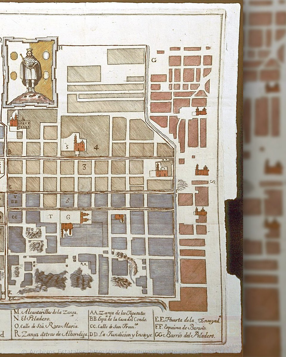 CrisantoBello's tweet photo. Este documento nos muestra el plano de San Luis de Potosí para el año 1794. En el centro, el escudo de la ciudad con la figura de San Luis IX, rey de Francia, sobre el cerro; con dos barras de oro y dos de plata a cada lado. Iniciales de los puntos cardinales. https://t.co/KVHrCzAy2s
