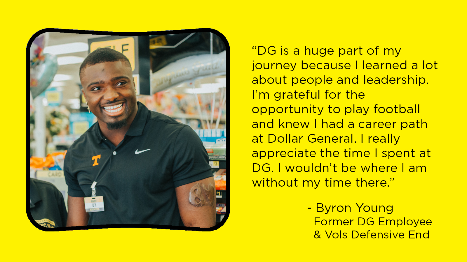 Dollar General on X Congratulations to former DG employee and Vol Football defensive end byron 97 BY who was drafted by the RamsNFL this week in the NFLDraft https t a8oqKEcAa4 X