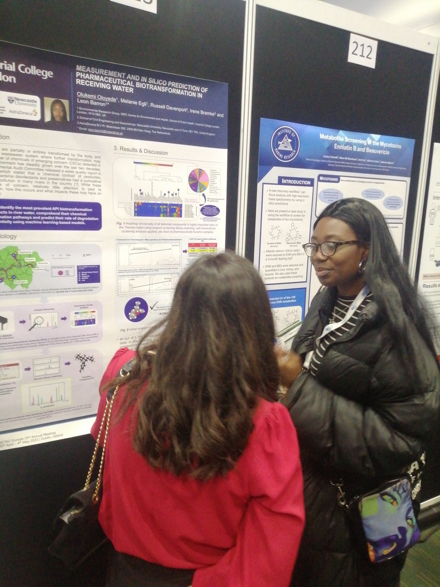 Well done to Kemi and Holly from <a href="/ERGImperial/">Environmental Research Group</a> for their work on biotransformation of pharmaceuticals and indoor air quality monitoring at #SETACDublin