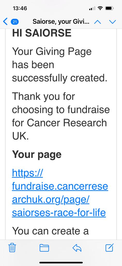 Saoirse &amp; myself are doing the race for life in memory for Saoirse friend/teammate gran! This is a horrible disease which lots of us are affected by, I've managed to survive this disease - I know she won't tell anyone at school so thought I would share it with you <a href="/St_Aidans_PS/">St Aidan's PS Wishaw</a>