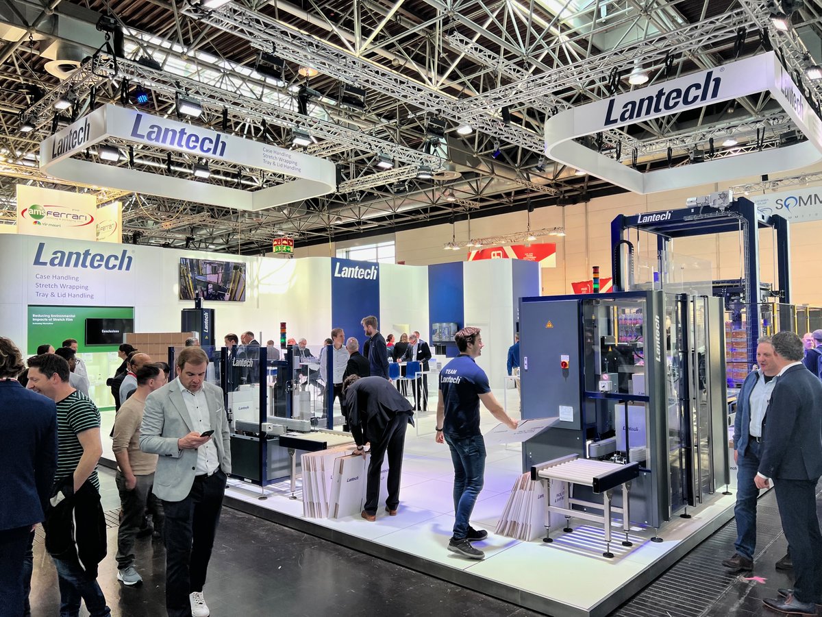 LantechCom's tweet photo. The first day of Interpack 2023 was a success!  It was great to see everyone at our booth!

Visit us at Hall 13, Booth D47 to find your packaging solution.  
#Interpack #Tradeshow #Packaging #Lantech https://t.co/2yyIk4Ahm3