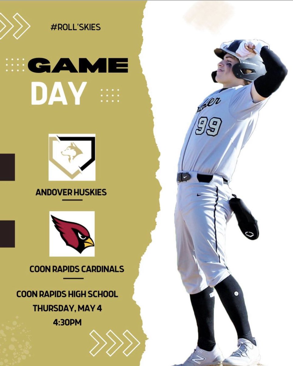 Andbaseballteam's tweet photo. The Huskies head south to take on @baseballCRHS at 4:30pm! #rollskies https://t.co/ZjB3dwWAcP