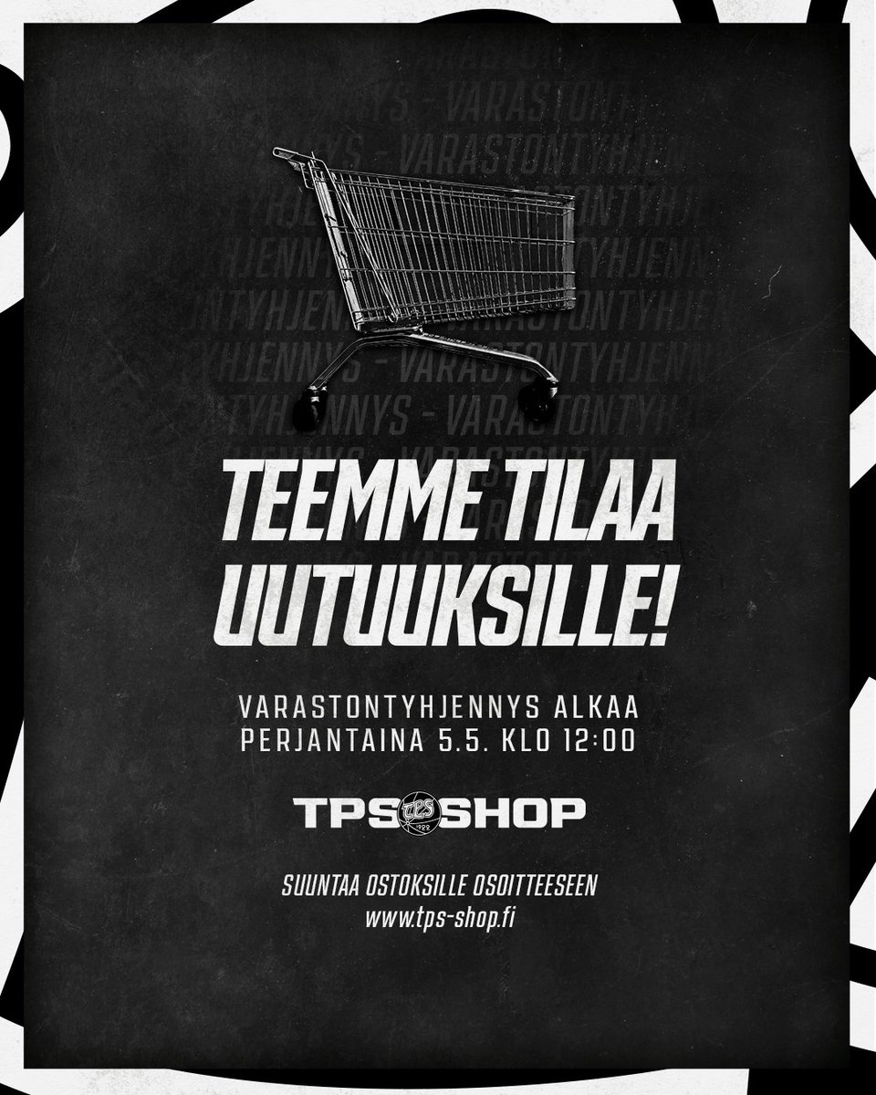 TPS-Shopin varastontyhjennys alkaa huomenna klo 12:00! 

Nyt kannattaa käyttää tilaisuus hyväksi ja tehdä uskomattomia löytöjä. Suuntaa siis huomenna ostoksille osoitteeseen tps-shop.fi!🛒

#HCTPS #Liiga #Turku